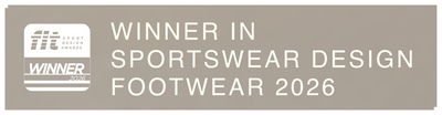 Winner badge for Sportswear Design Footwear 2026 on a gray background
